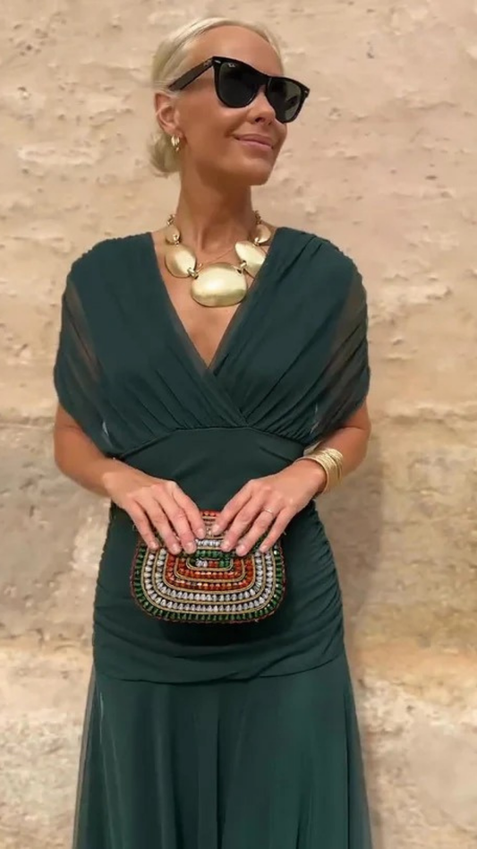 Aura | Elegante vestido largo de fiesta con escote en V