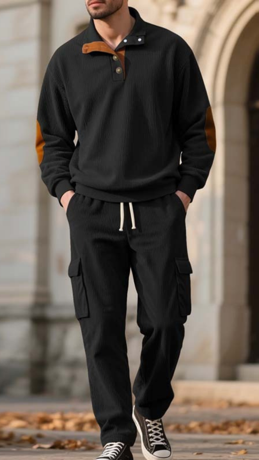 Conjunto de dos piezas de jersey y pantalón cargo de moda para hombre